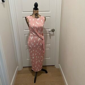 ASOS Light Pink/White Patterned Bodycon Dress size 4